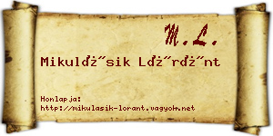 Mikulásik Lóránt névjegykártya
